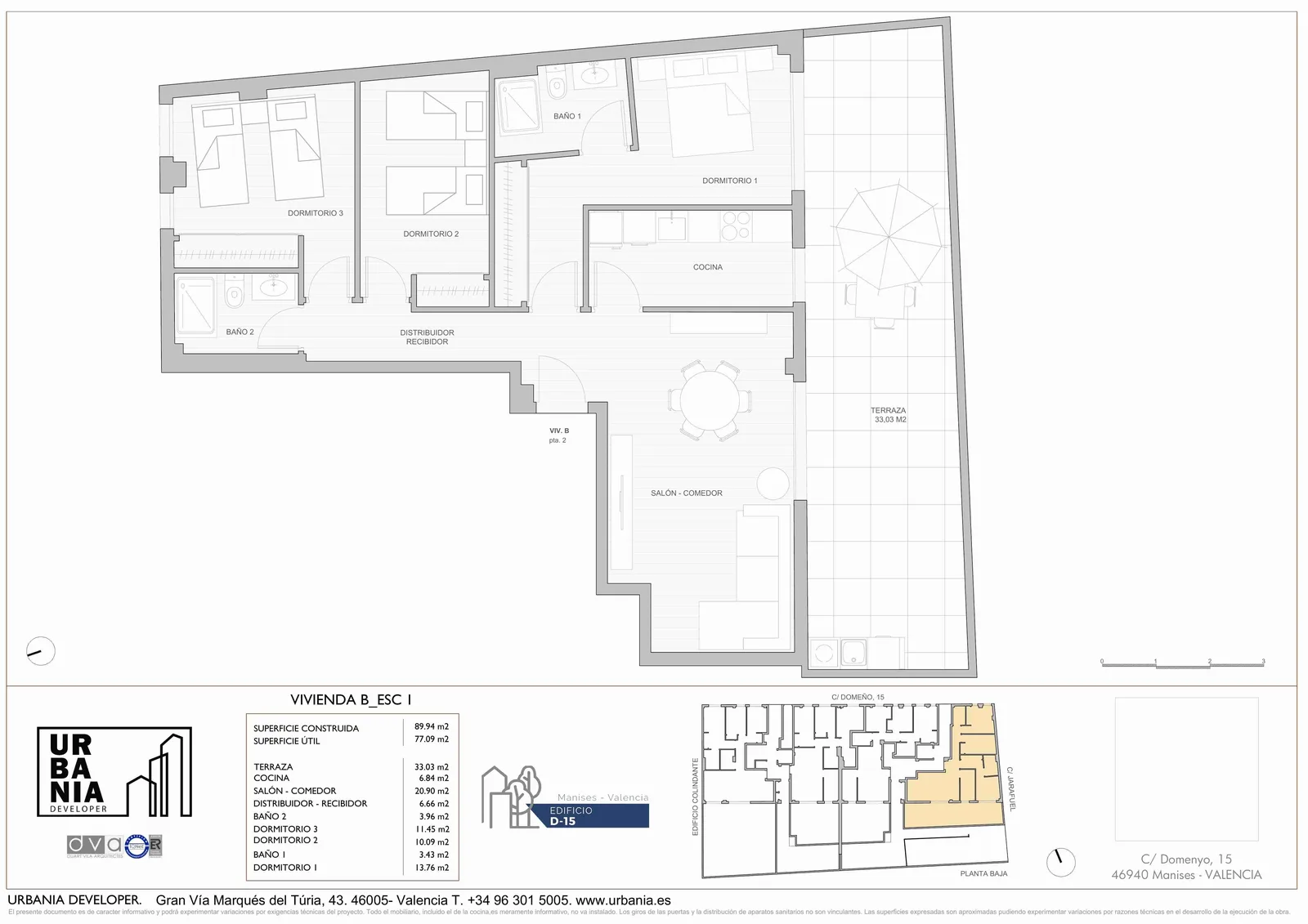 Plano de Esc. 1 Modelo B, Edificio D-15