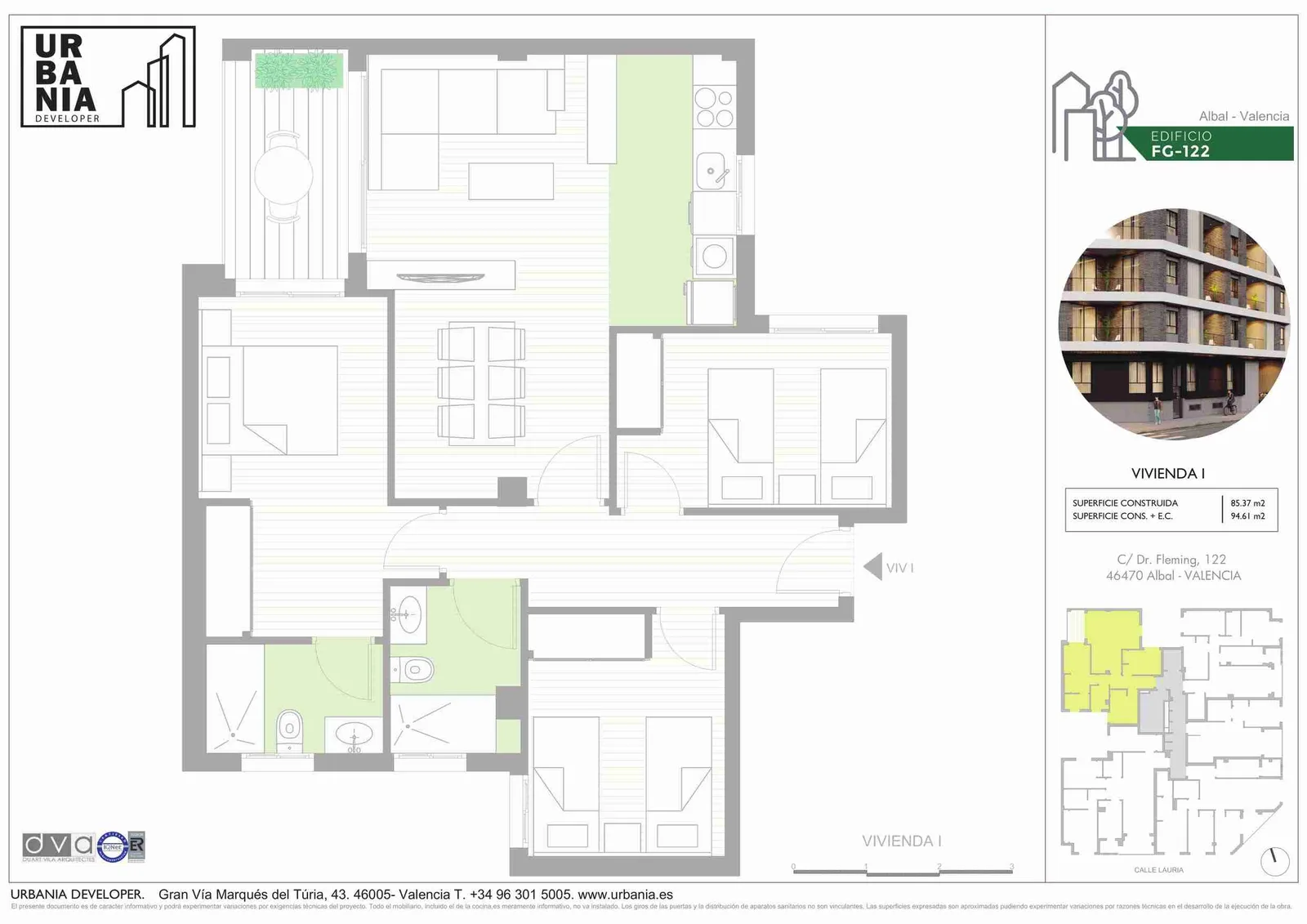 Plano de Piso I, Edificio FG-122