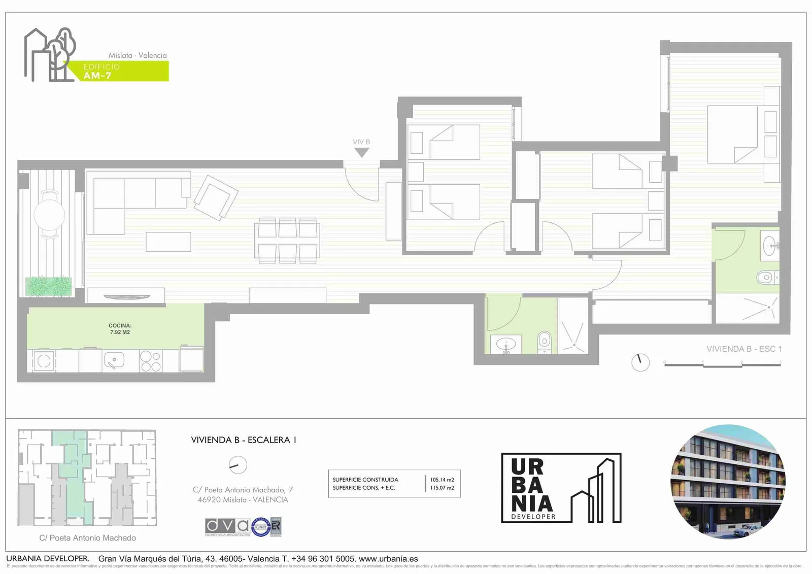 Plano de Piso B Esc. 1, Edificio AM-7