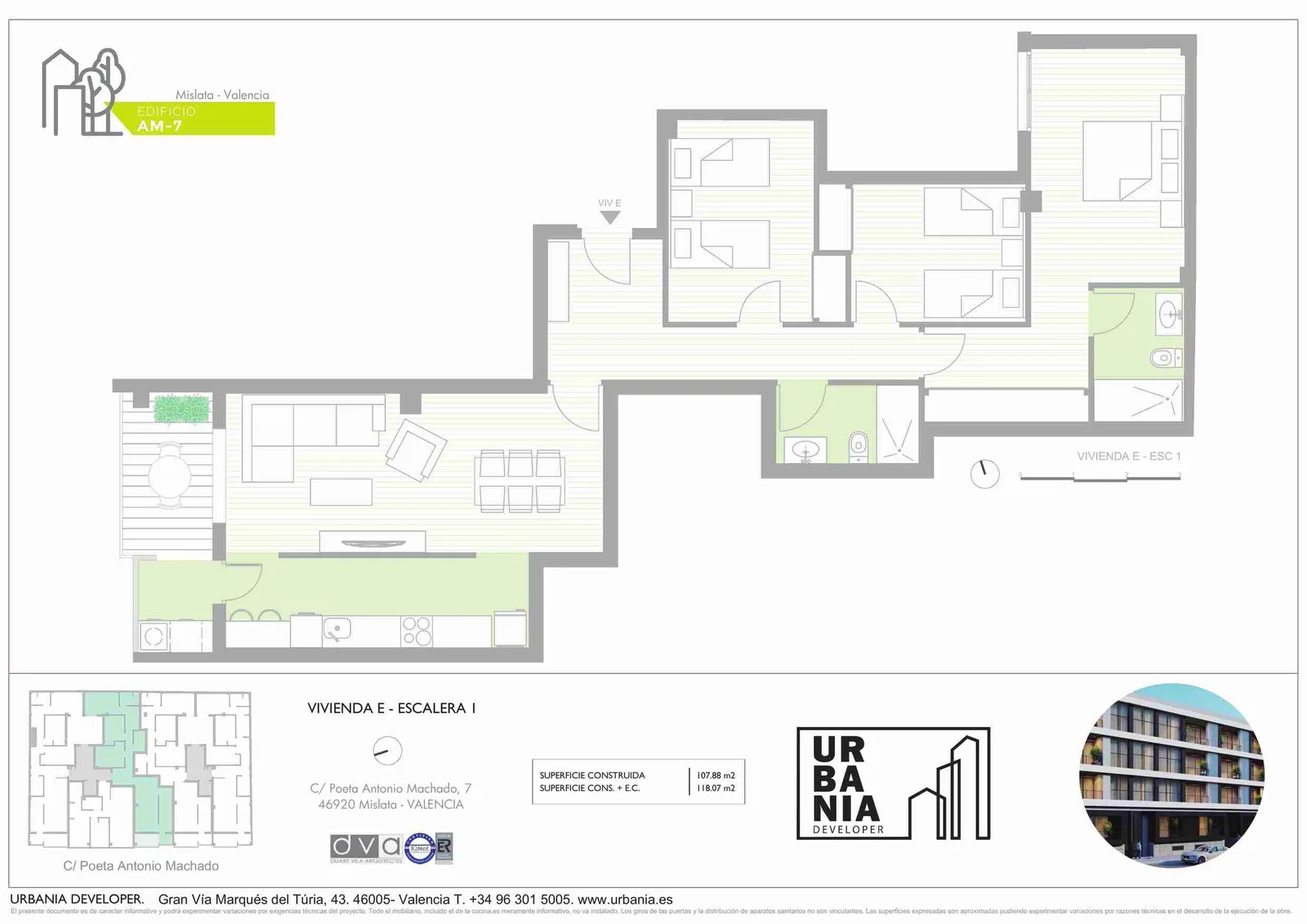Plano de Piso E Esc. 1, Edificio AM-7