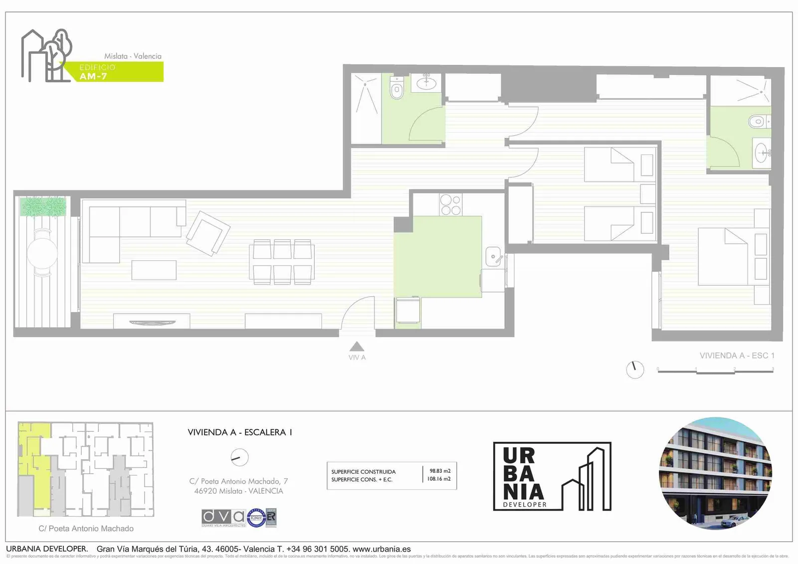 Plano de Piso A Esc. 1, Edificio AM-7