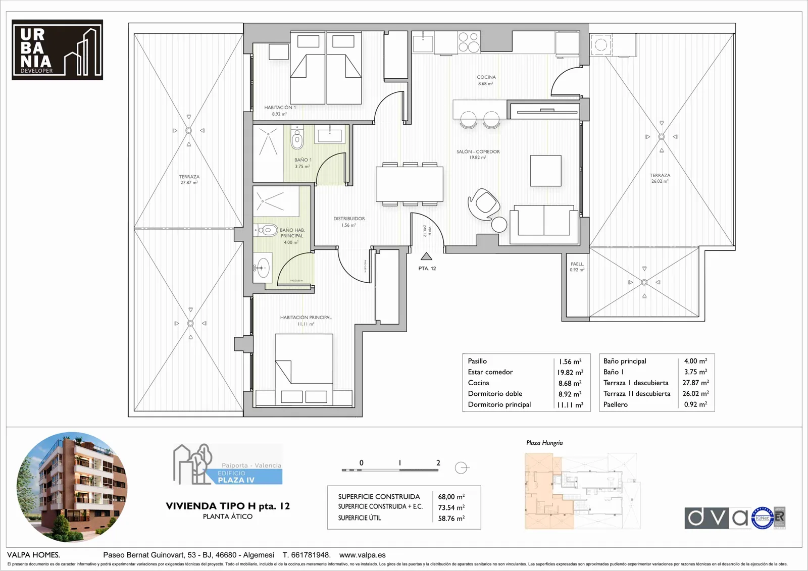 Plano de Ático H, Edificio Plaza IV Fase 2