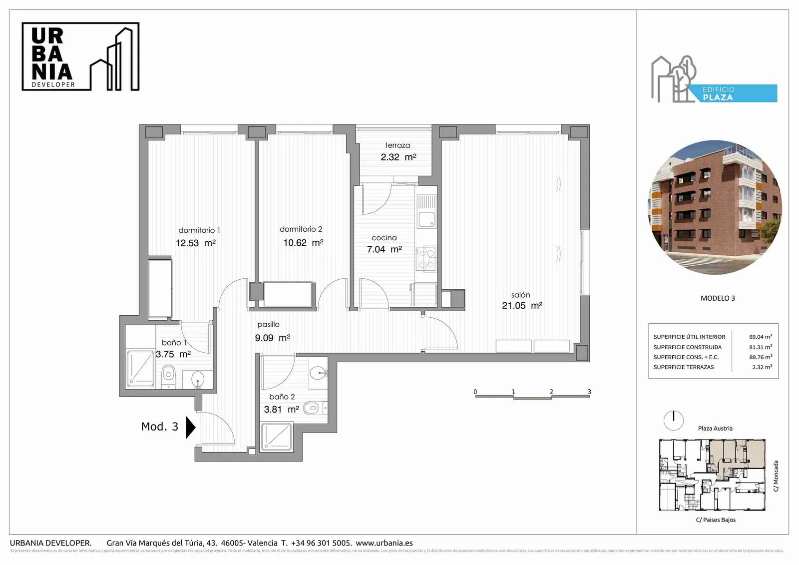 Plano de Modelo 3, Edificio Plaza