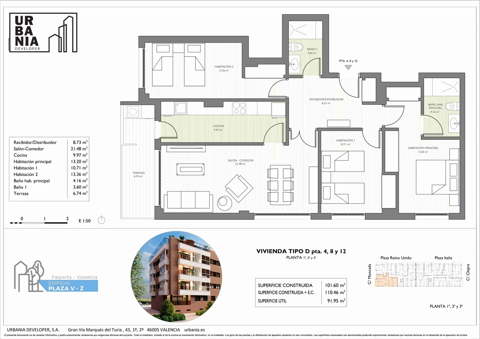 Plano de Tipo D, Edificio Plaza V Fase 2