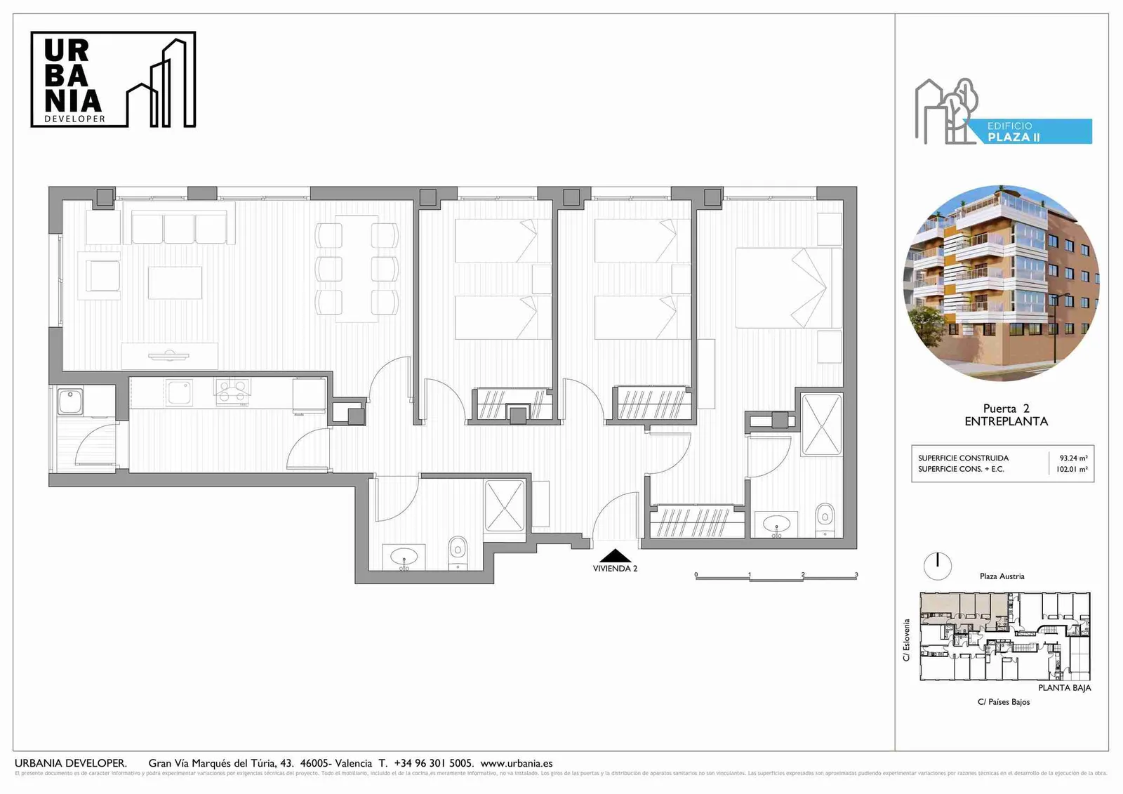 Plano de Piso B · garaje incluido, Edificio Plaza II