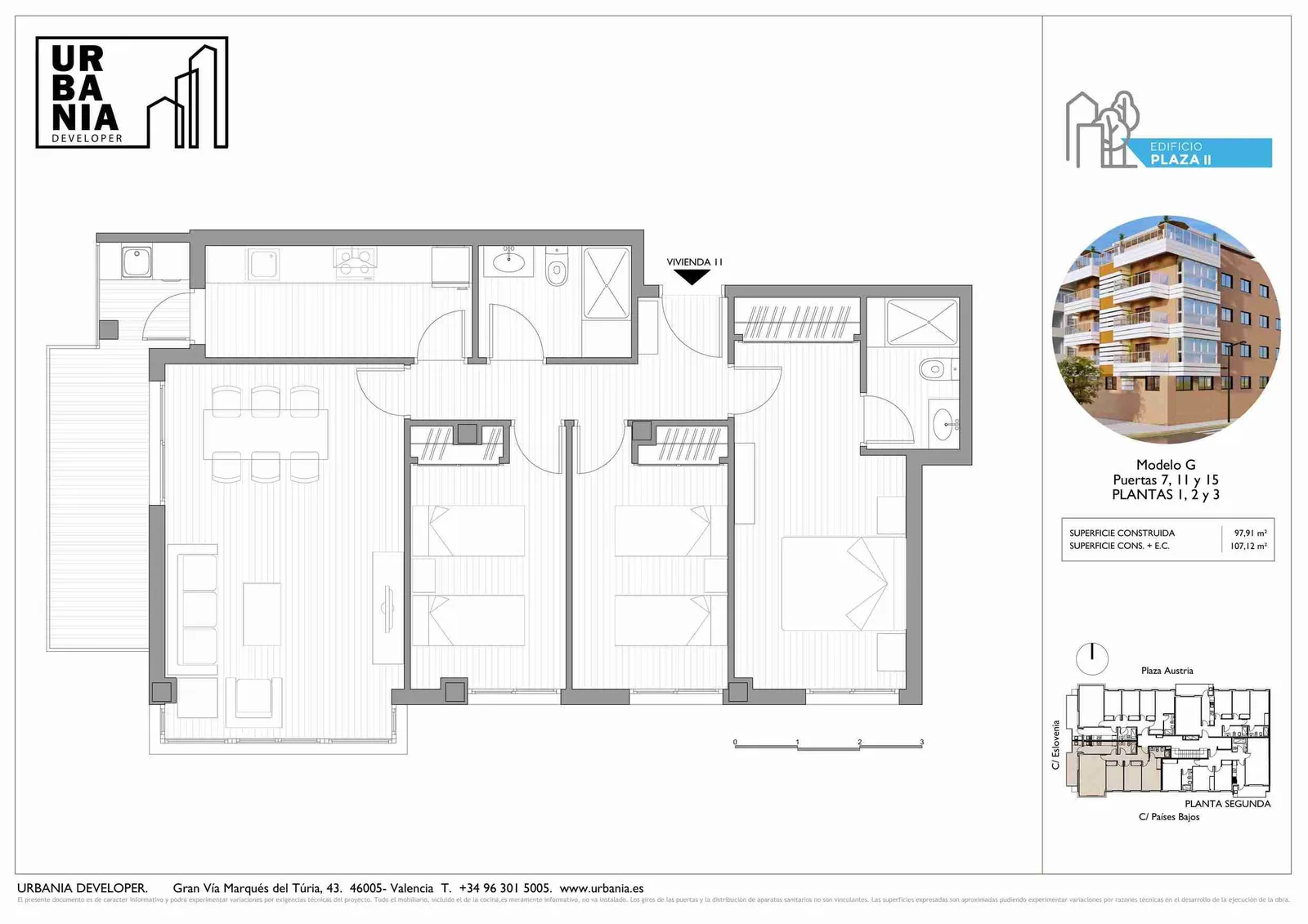 Plano de Piso G · garaje incluido, Edificio Plaza II