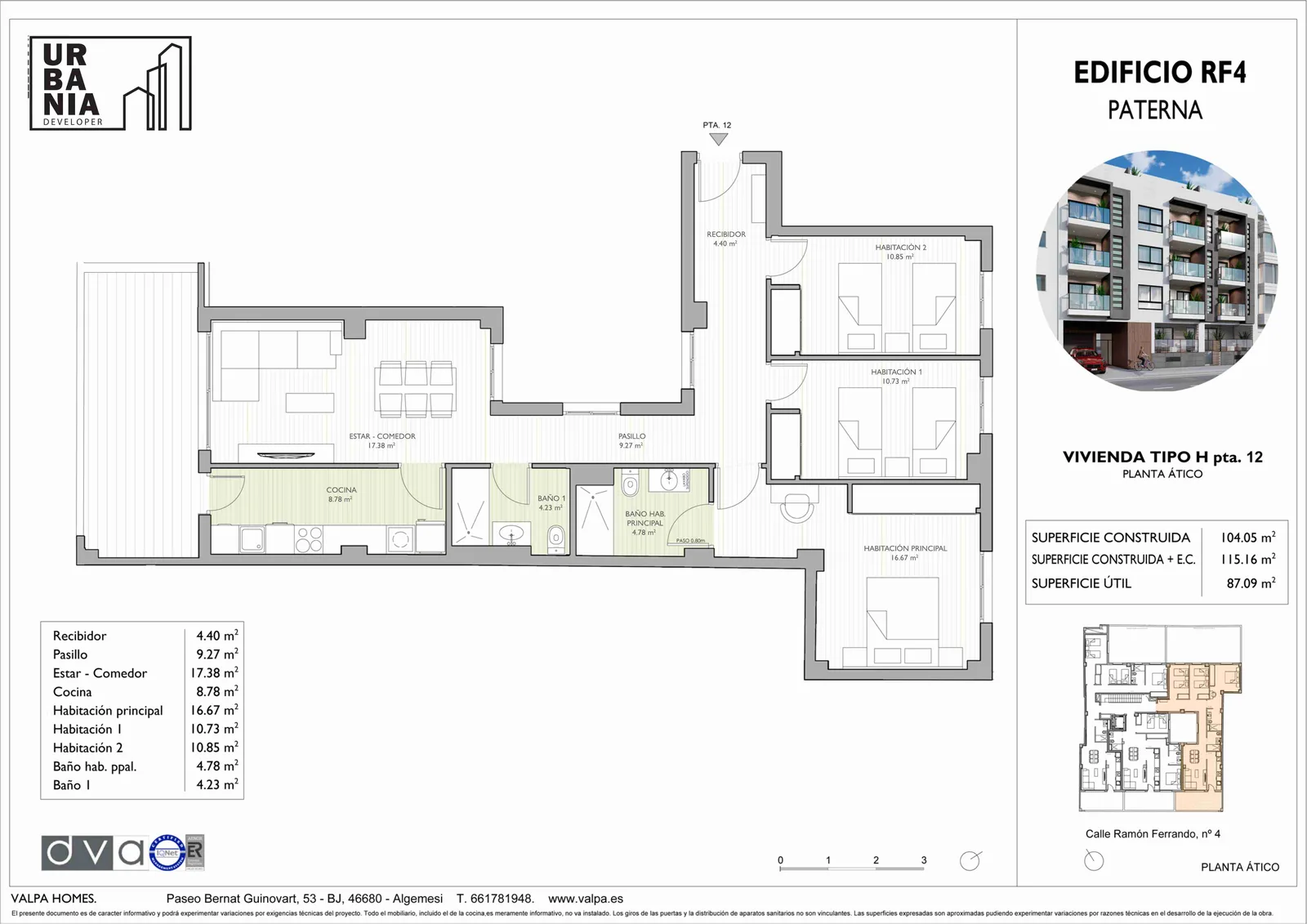 Plano de Ático H, Edificio RF-4