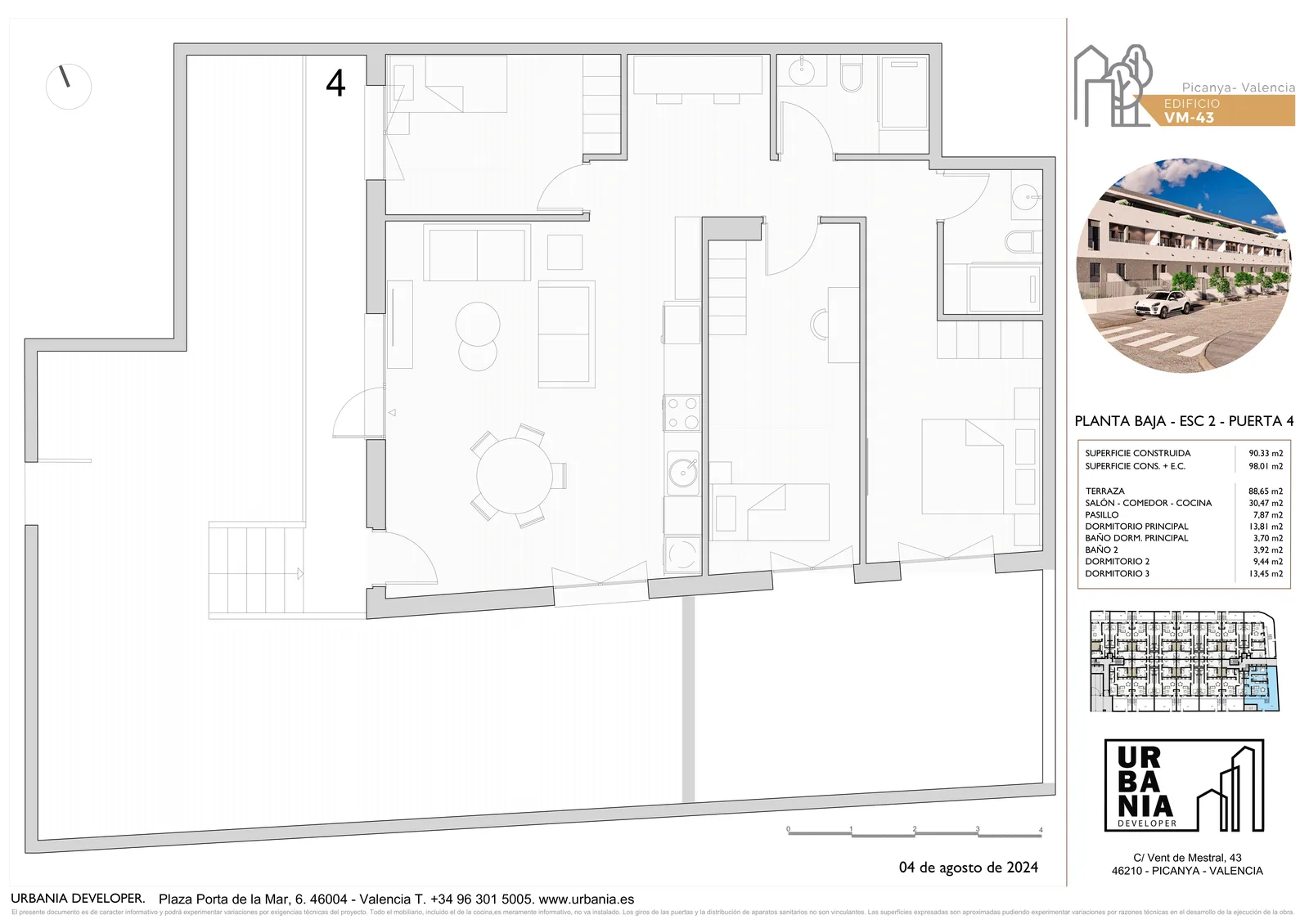 Plano de Esc. 2 Pta. 4, Edificio VM-43